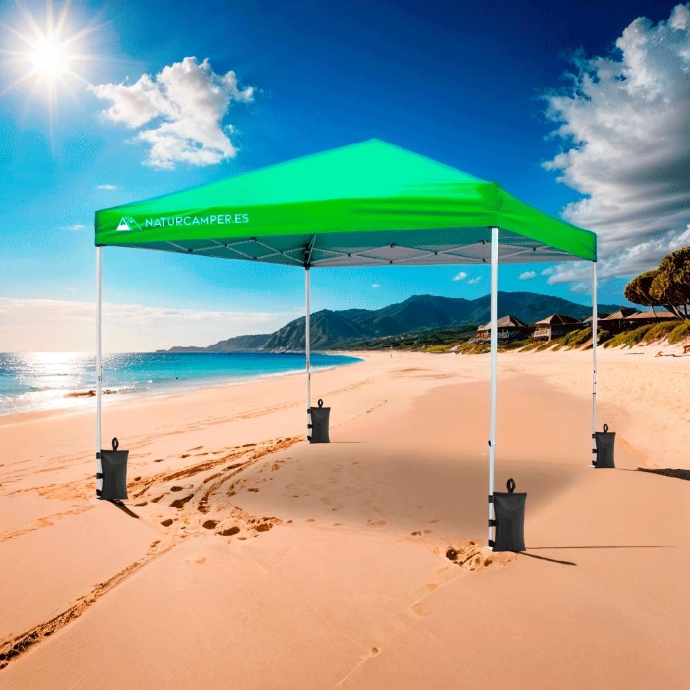 Carpa Plegable 3x3m Naturcamper BEACH Verde Para Playa Campo O Terraza