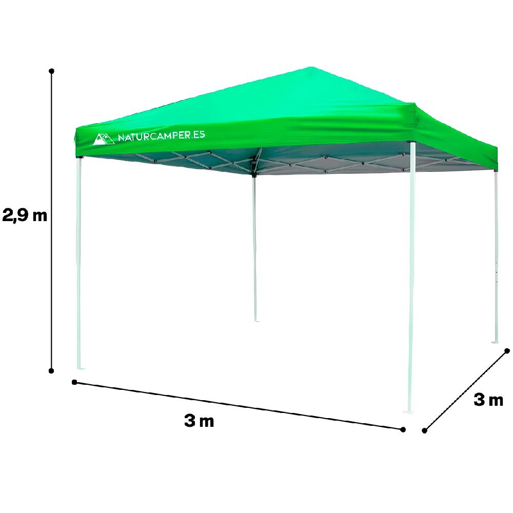 Carpa Plegable 3x3m Naturcamper BEACH Verde Para Playa Campo O Terraza