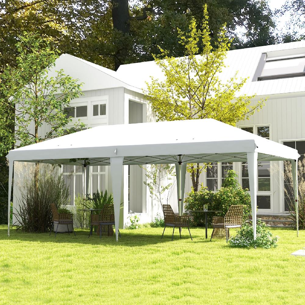 Carpa Plegable OUTSUNNY Acero Tela Oxford Blanco 585x295x270 Cm 84C-118V03WT