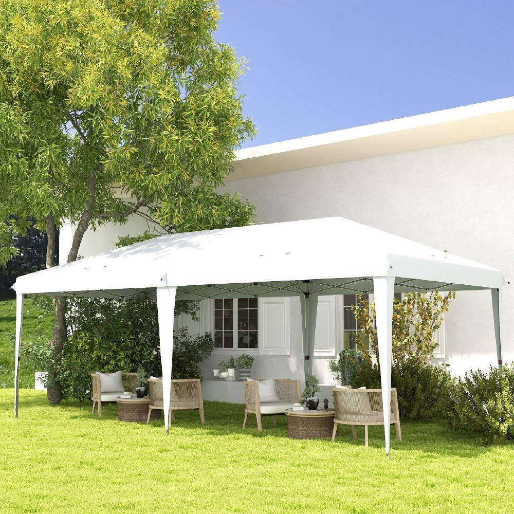 Carpa Plegable OUTSUNNY Acero Tela Oxford Blanco 585x295x270 Cm 84C-118V03WT