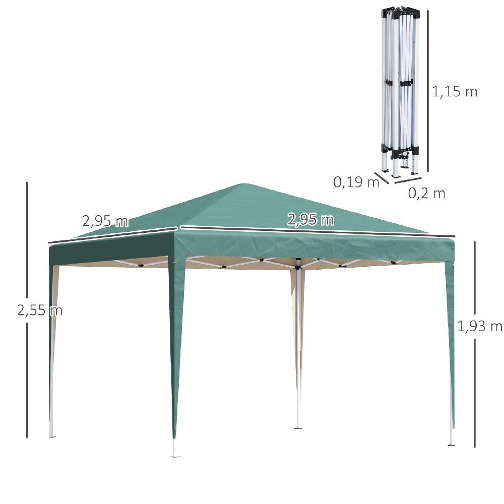 Carpa Plegable OUTSUNNY Acero Tela Oxford Verde 295x295x255 Cm 840-158GN