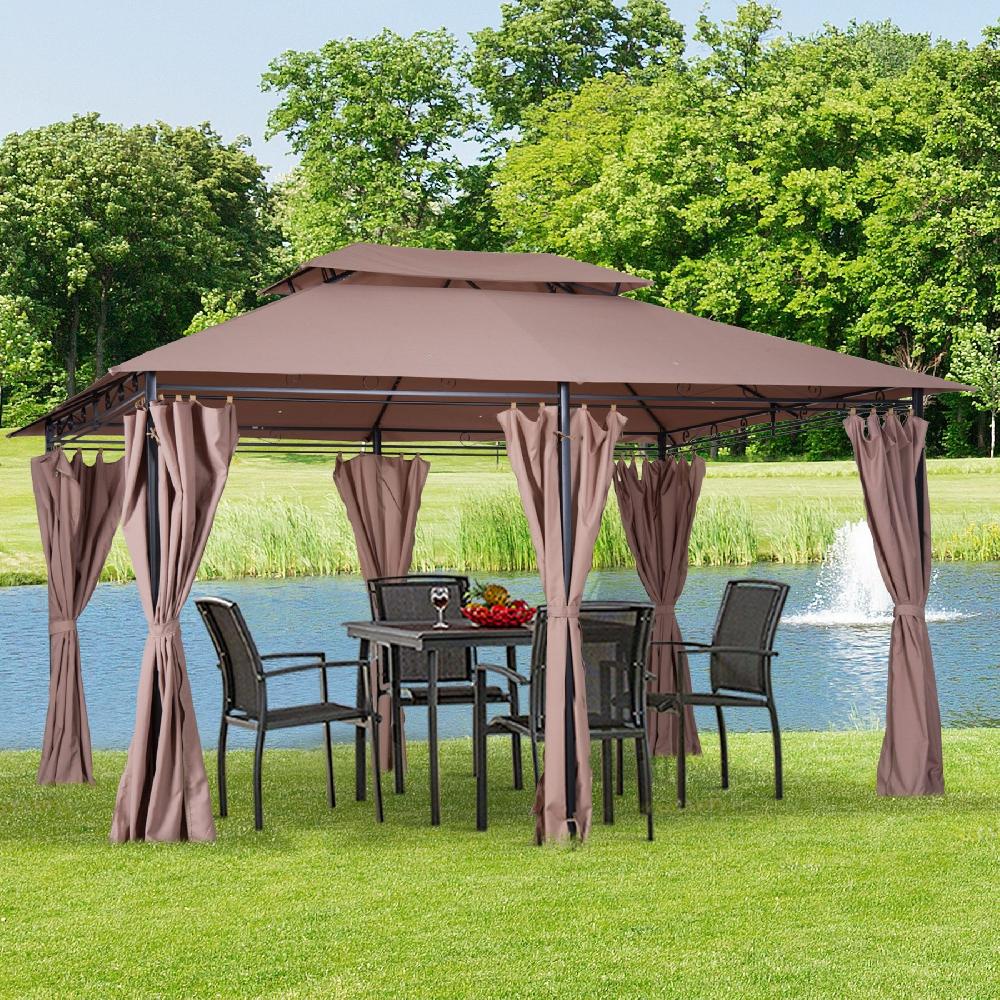 Cenador De Jardín OUTSUNNY Acero Poliéster Caqui 300x400x280 Cm 84C-050