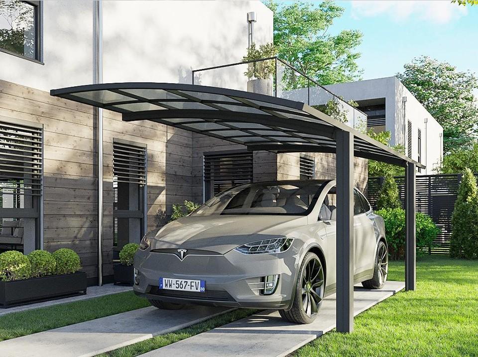 Cochera Autoportante de Aluminio BOLTON - 500 x 300 - 1 Coche - Techo de Policarbonato con Tratamiento Anti-UV