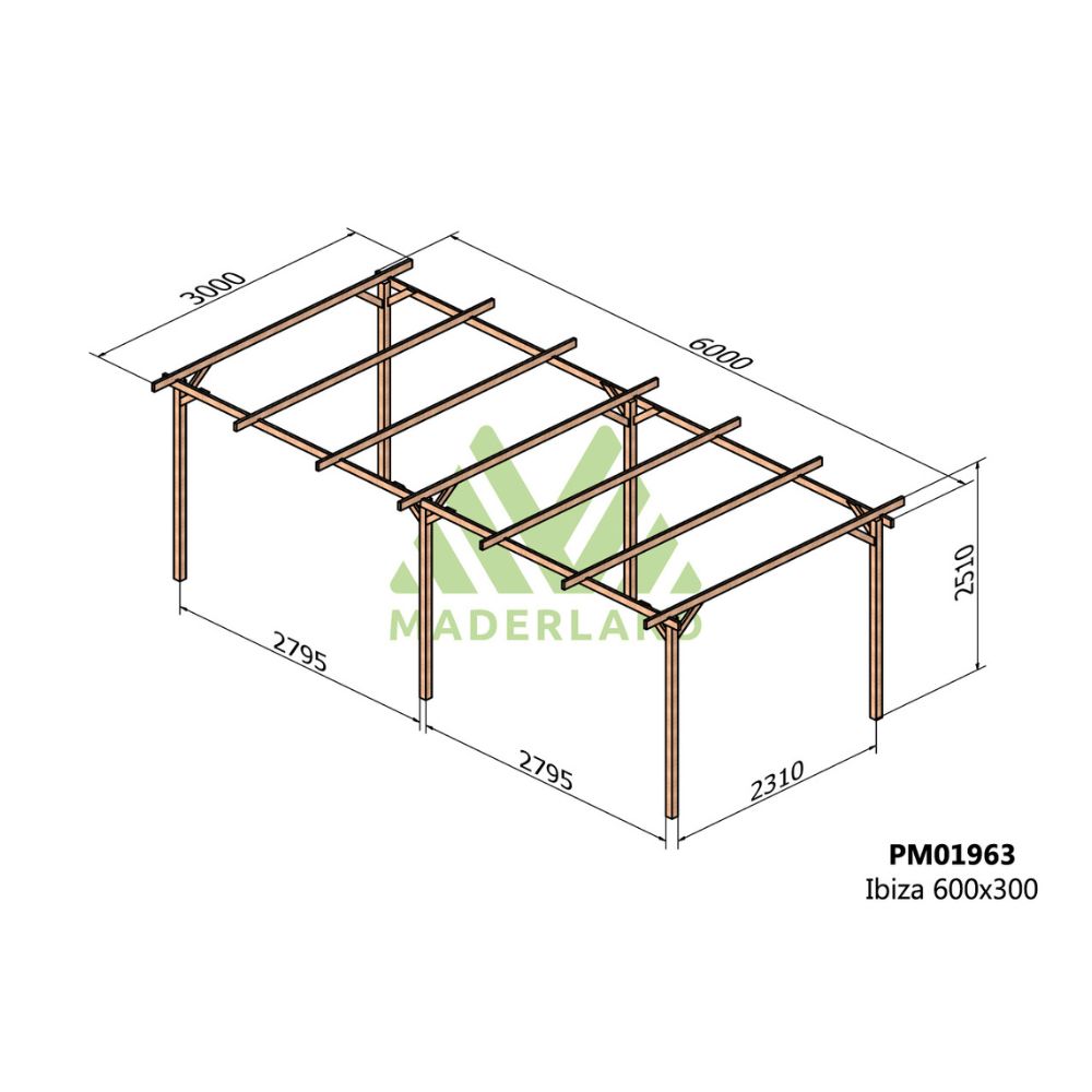 Cochera Madera IBIZA • 600x300 Cm • Entrega Gratis