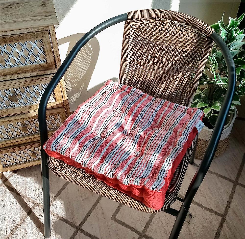 Cojín De Suelo Rayas/liso Rojo