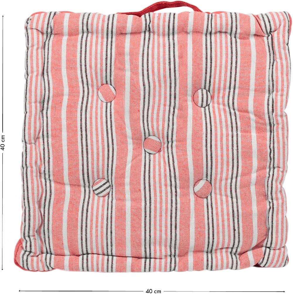 Cojín De Suelo Rayas/liso Rojo