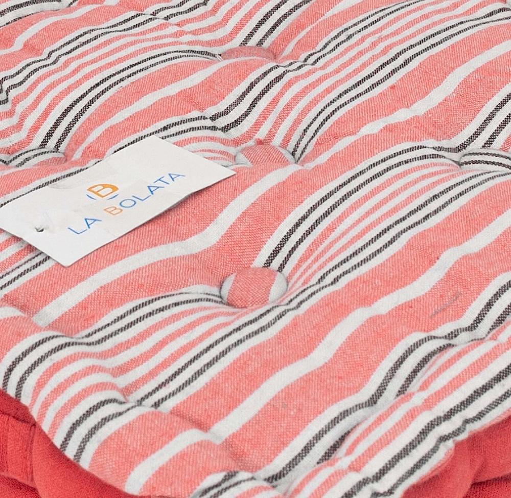 Cojín De Suelo Rayas/liso Rojo