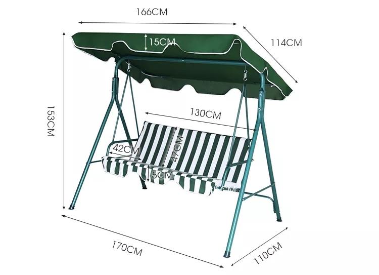 Columpio Balancin De 3 Plazas. Muebles De Jardin Y Terraza Negro 170x153 Cm