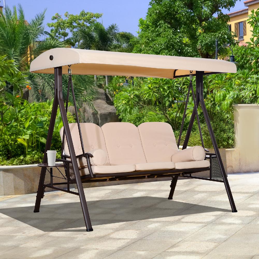 Columpio Balancín Jardín OUTSUNNY Metal Poliéster Beige 208x121x172 Cm 84A-068