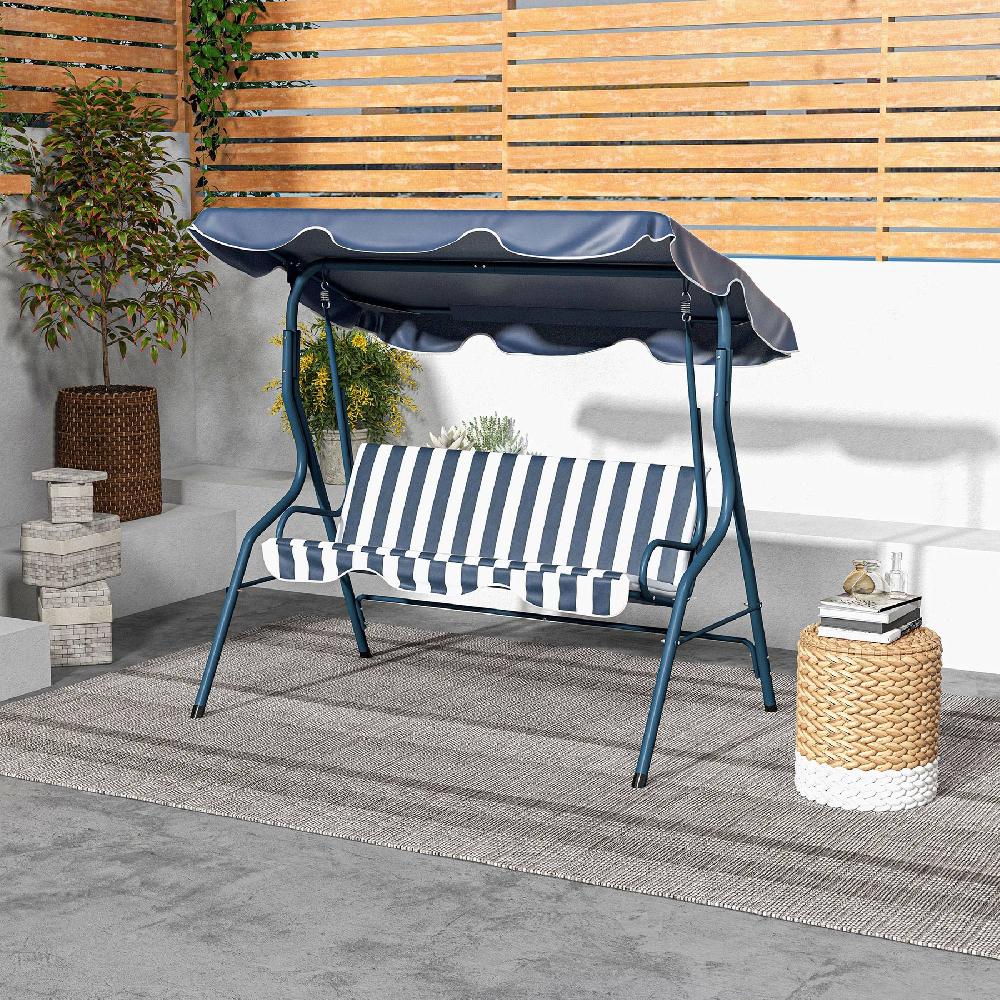 Columpio De Jardín OUTSUNNY Acero Poliéster Azul 170x110x153 Cm 84A-118V01BU