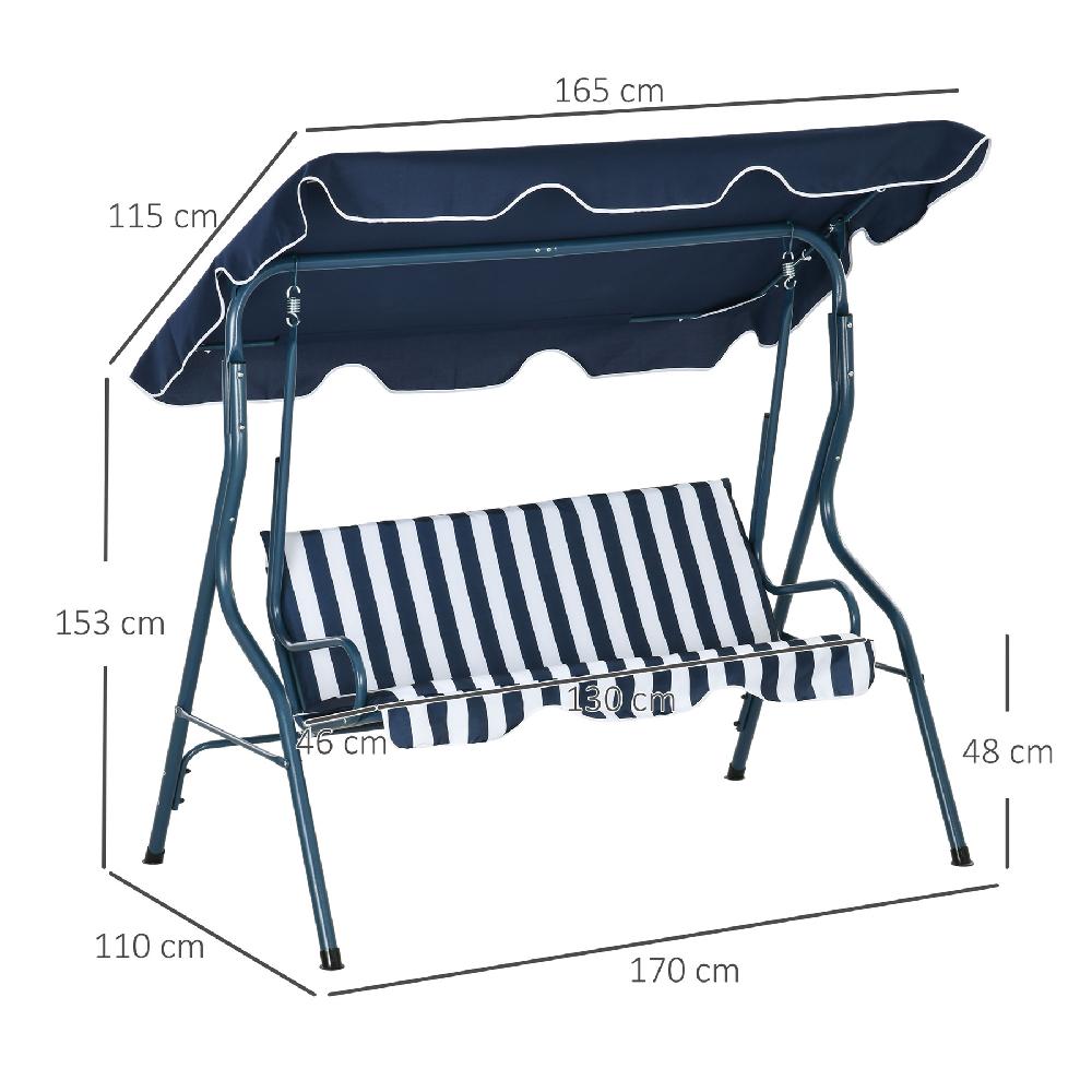 Columpio De Jardín OUTSUNNY Acero Poliéster Azul 170x110x153 Cm 84A-118V01BU