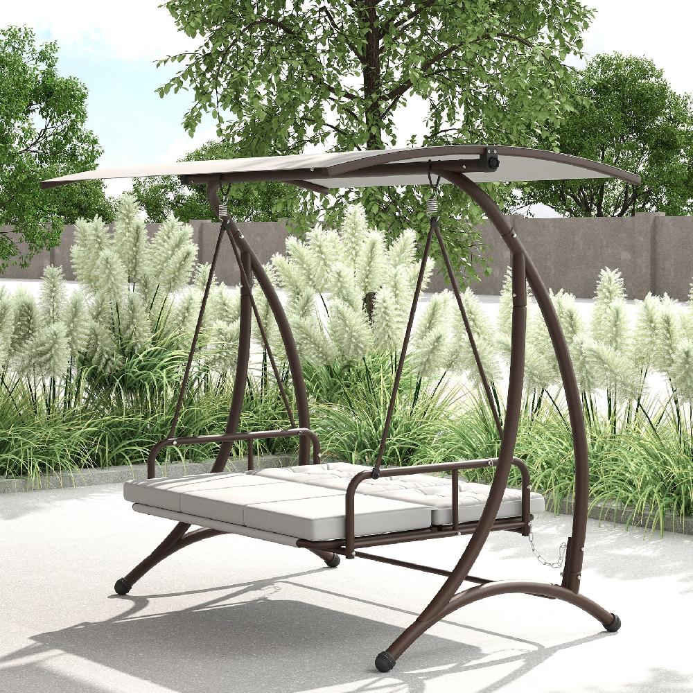 Columpio De Jardín Outsunny Acero Poliéster Gris Claro 200x120x175 Cm 84A-339V00LG