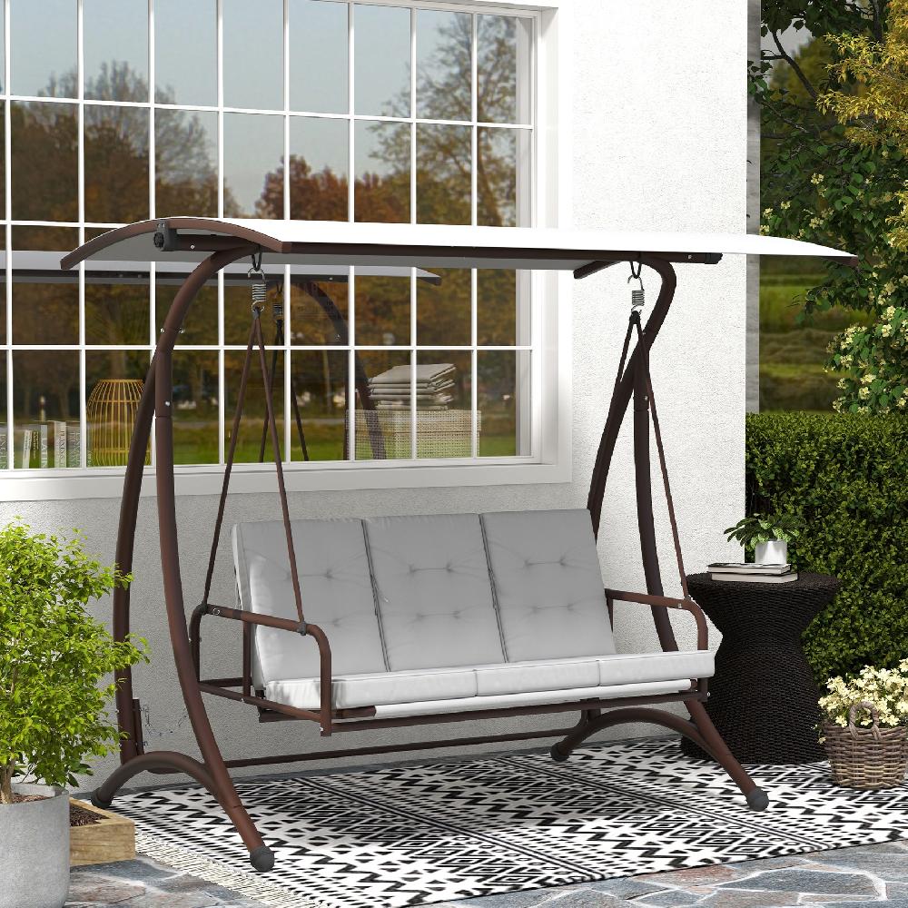 Columpio De Jardín Outsunny Acero Poliéster Gris Claro 200x120x175 Cm 84A-339V00LG