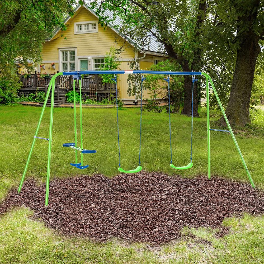 Columpio De Jardín OUTSUNNY Metal PE Verde 280x140x178 Cm 344-035