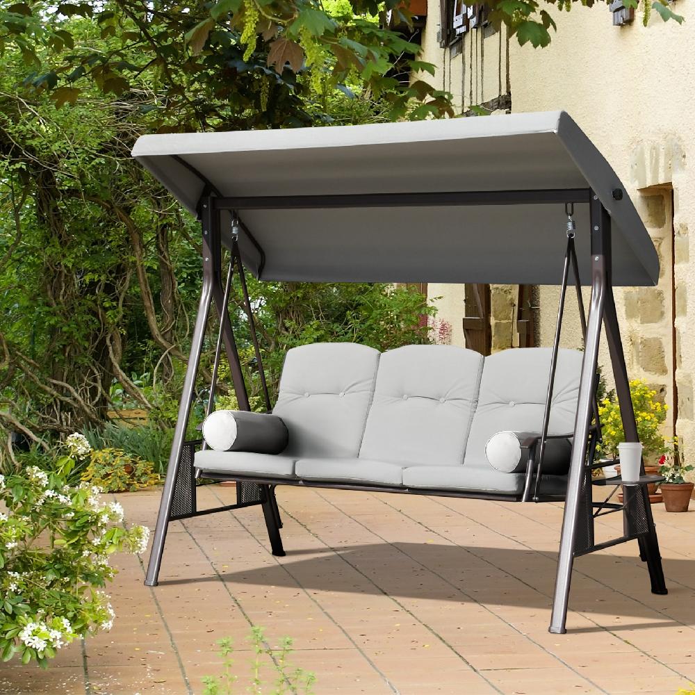 Columpio De Jardín OUTSUNNY Metal Poliéster Gris 206x116x183 Cm 84A-068LG
