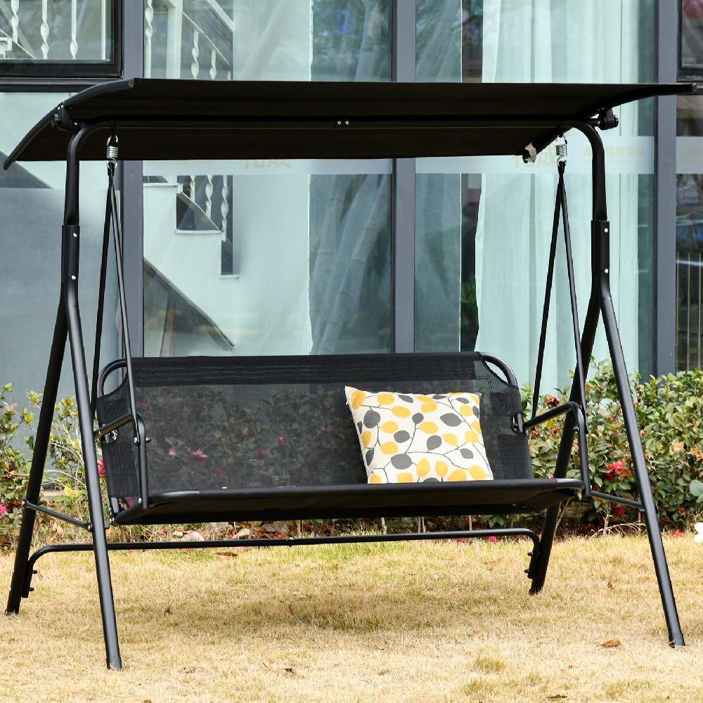 Columpio De Jardín Outsunny Metal Poliéster Texteline Negro 172x110x155 Cm 84A-181BK