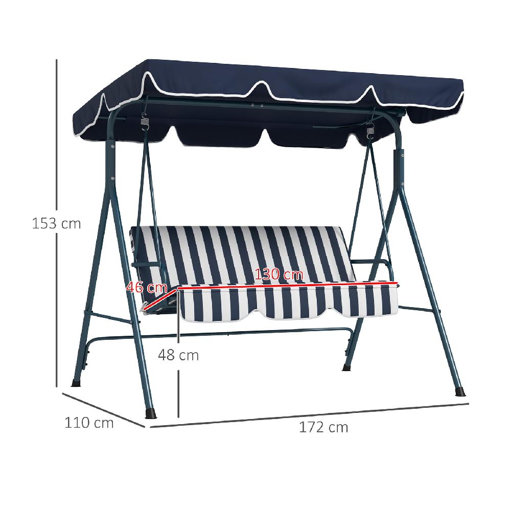 Columpio De Jardín OUTSUNNY Poliéster Acero Azul 172x110x153 Cm 84A-054V03BU