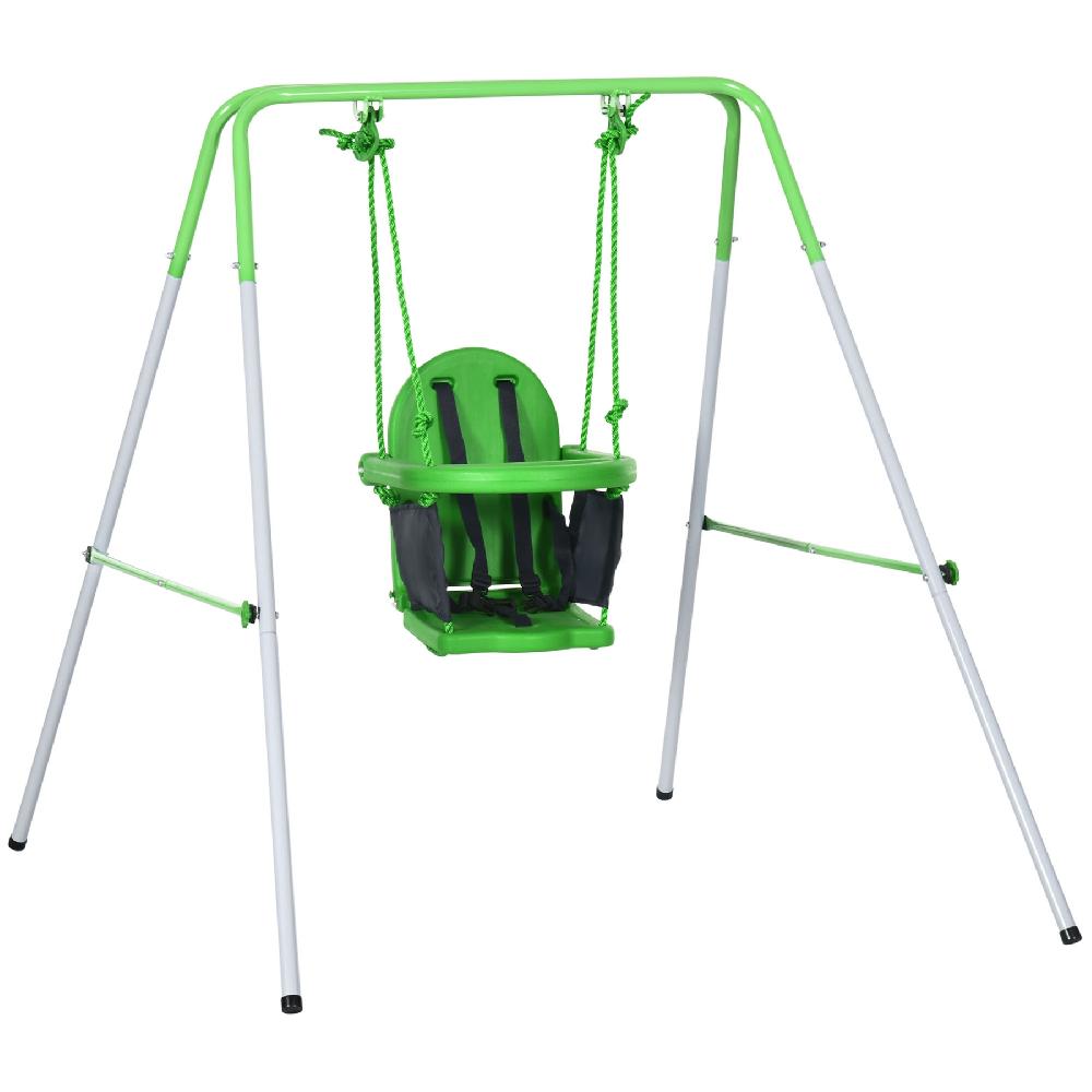 Columpio Infantil OUTSUNNY PE Acero Verde 122x146x122 Cm 344-065V00GN