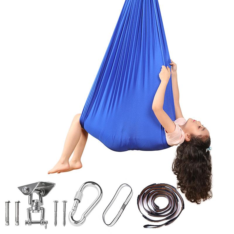 Columpio sensorial para niños hamaca elástica para niños hamaca azul royal 280*150cm (placa de columpio + cerradura)