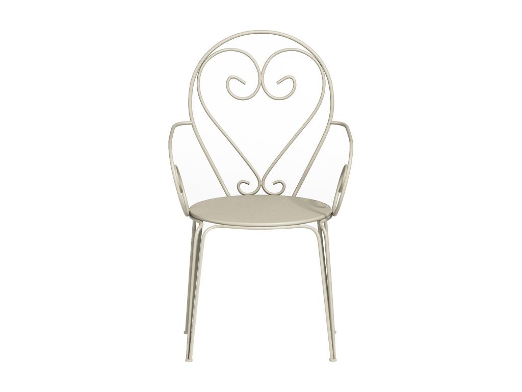 Comedor De Jardín De Metal Tipo Hierro Forjado: Una Mesa Y 4 Sillones Apilables - Beige - GUERMANTES