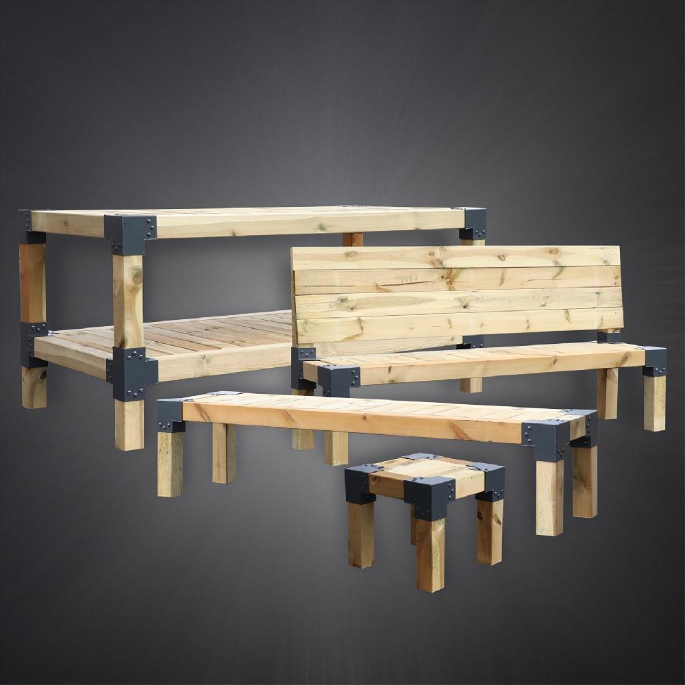 Conector En Esquina ángulo 90º Con 3 Brazos De 71x71 Mm (B) Para Postes De Madera 7x7 Cm