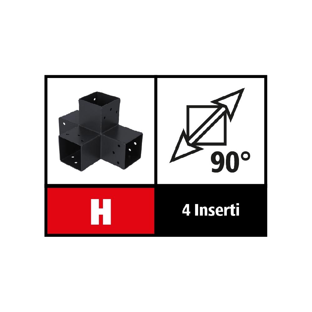 Conector Extensión En ángulo 90º Con 4 Brazos De 7x71 Mm (H) Para Postes De Madera 7x7 Cm