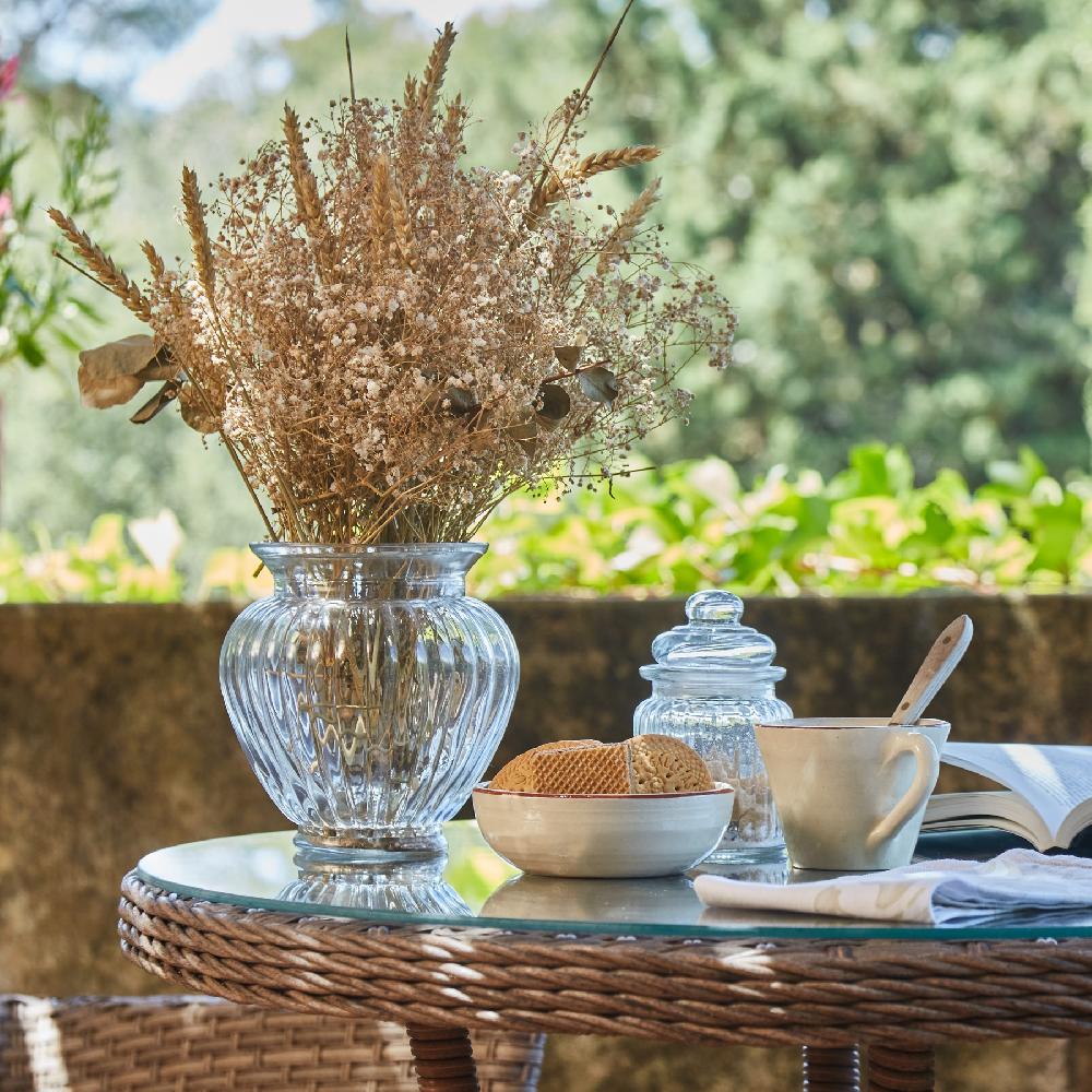 Conjunto Comedor Mesa Redonda Jardín 110 Cm Y 2 Sillas Ratán Sintético Y Aluminio – Bolonia