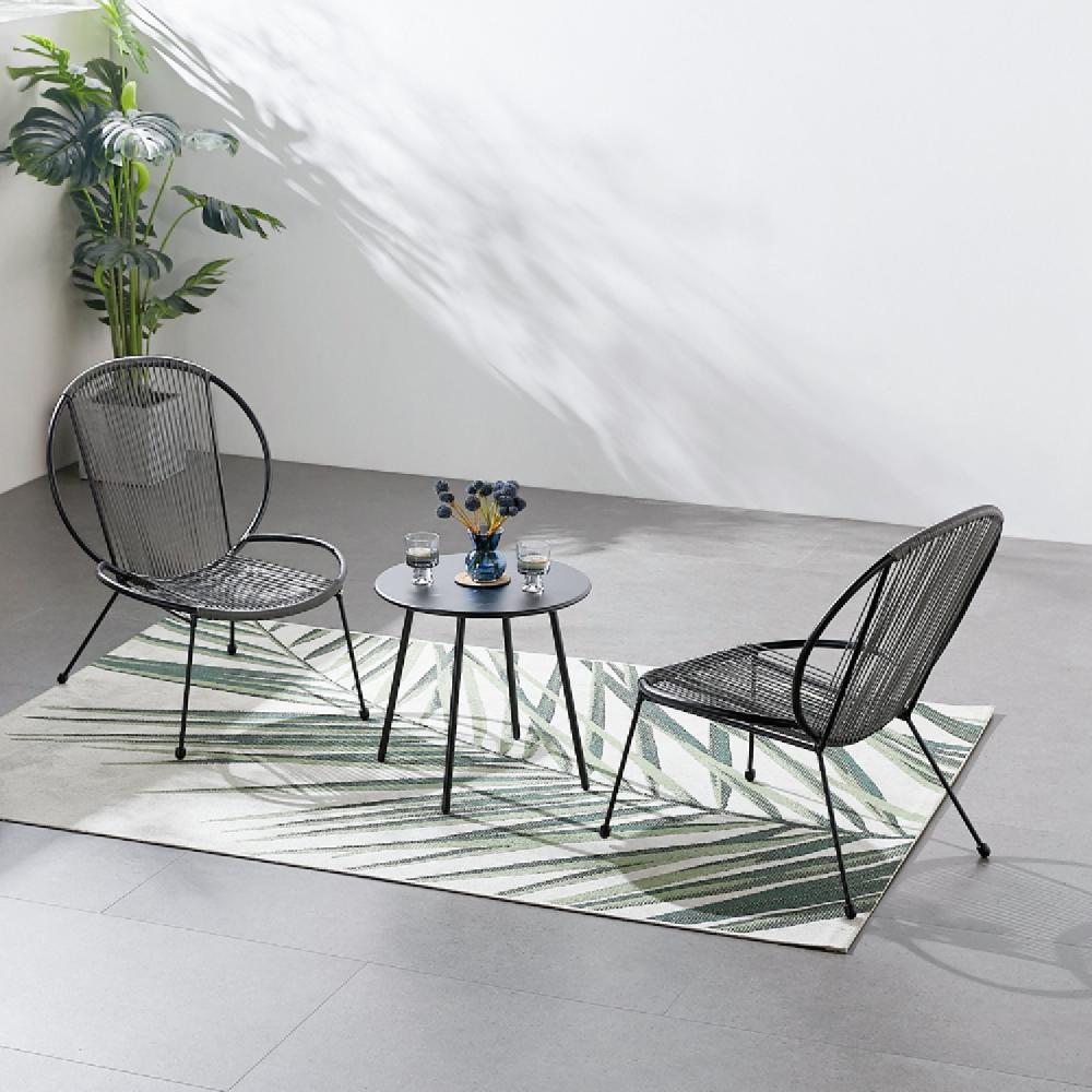 Conjunto de 2 sillones + 1 mesa de centro gris oscuro RETE