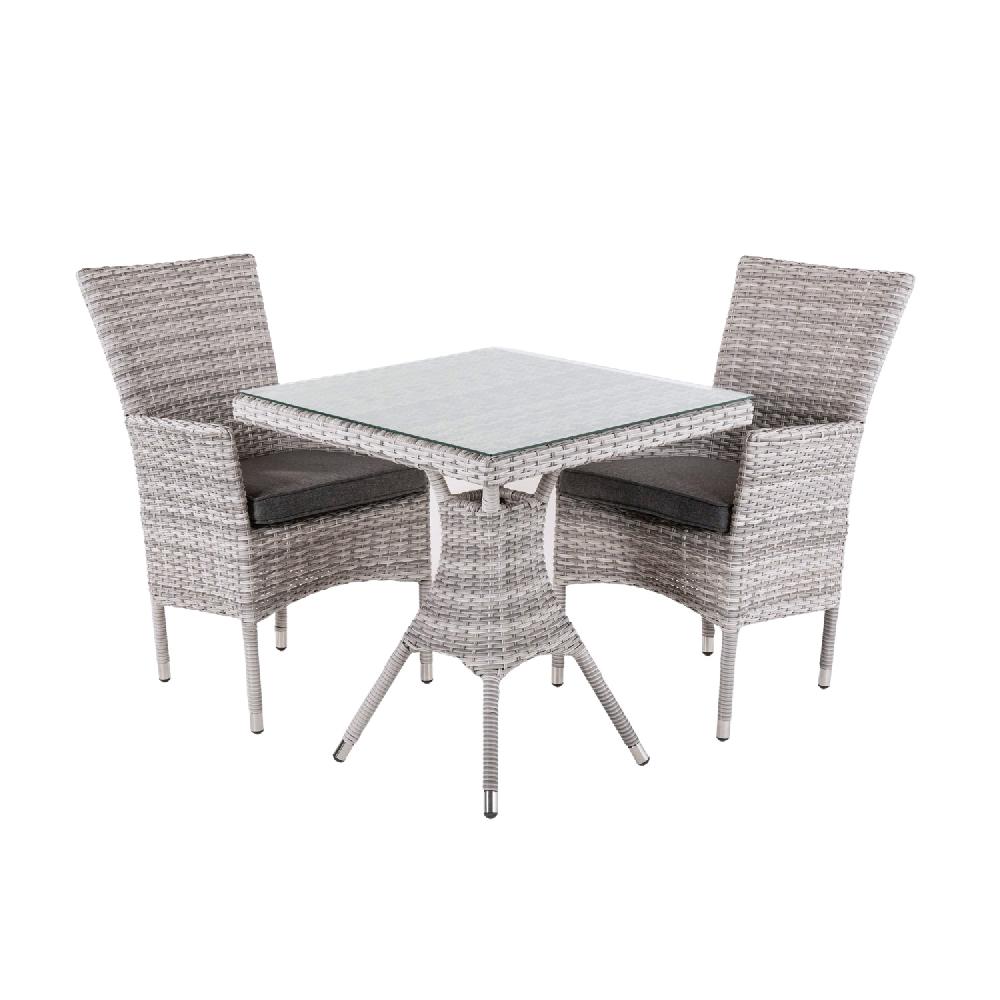 Conjunto De 2 Sillones Apilables De Jardín Y Mesa Cuadrada 70 Cm