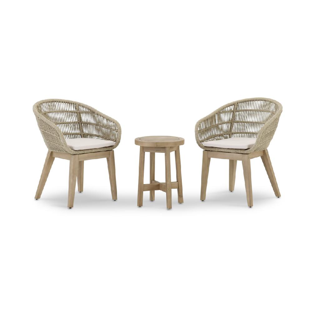 Conjunto de balcón 2 sillas cuerda beige y mesita auxiliar - Provenza & Siena