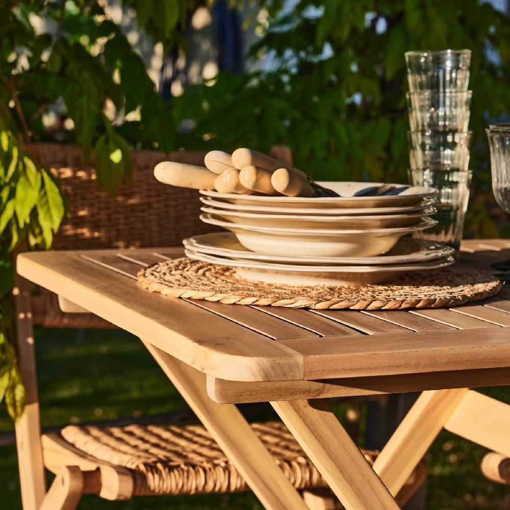 Conjunto De Balcón Terraza Mesa Plegable 70x70 + 2 Sillas Director Crudo - Java Light