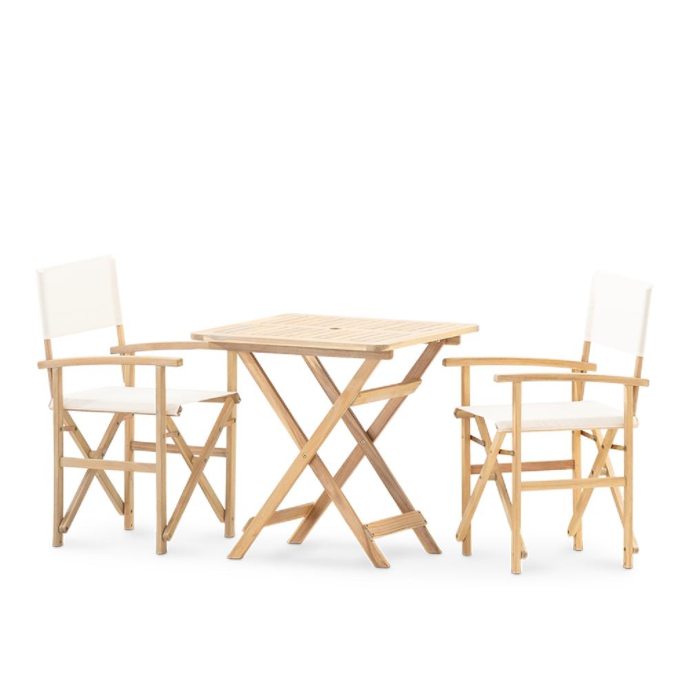 Conjunto De Balcón Terraza Mesa Plegable 70x70 + 2 Sillas Director Crudo - Java Light