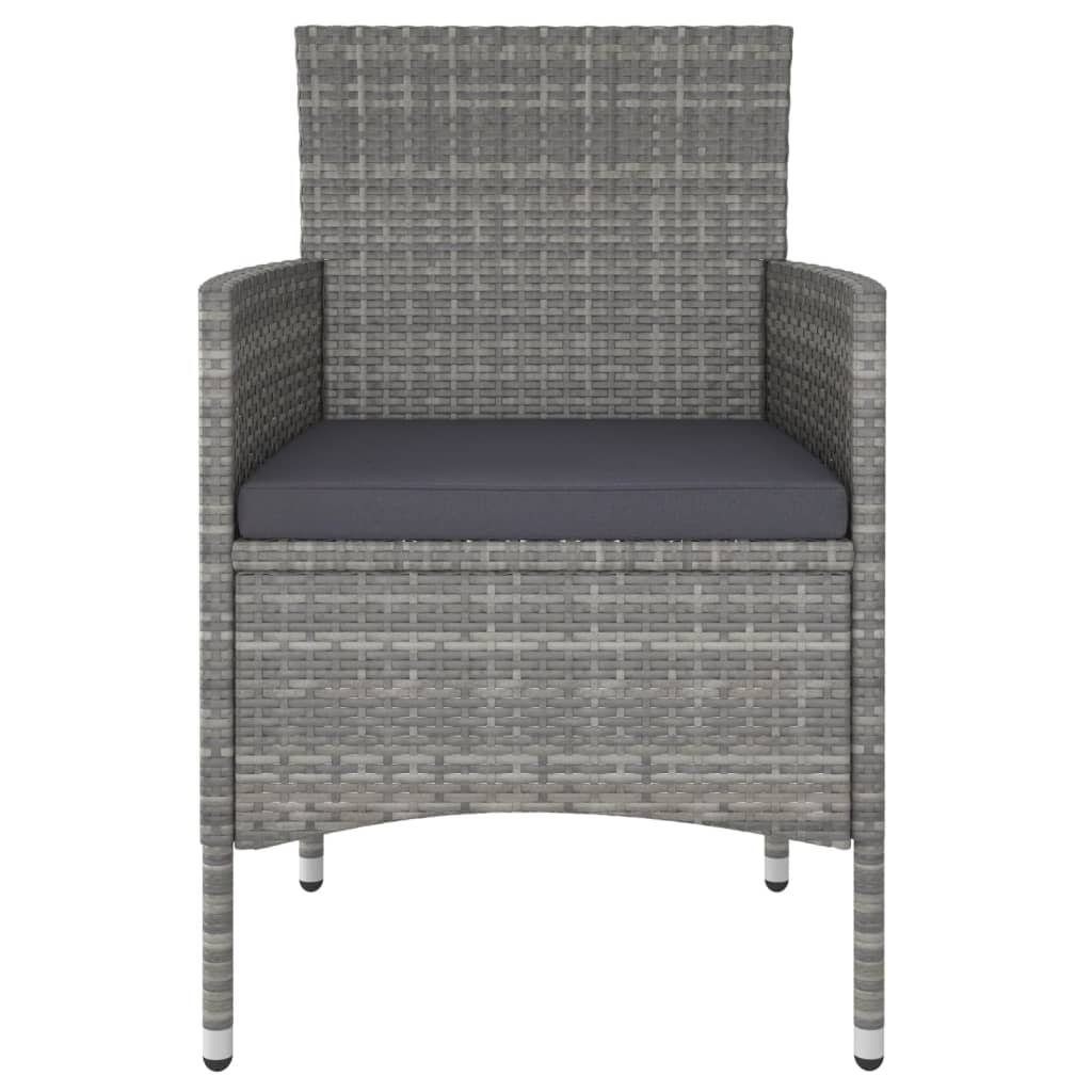 Conjunto De Bistró Para Jardín De 5 Piezas De Ratán Sintético Y Vidrio Templado Gris VidaXL