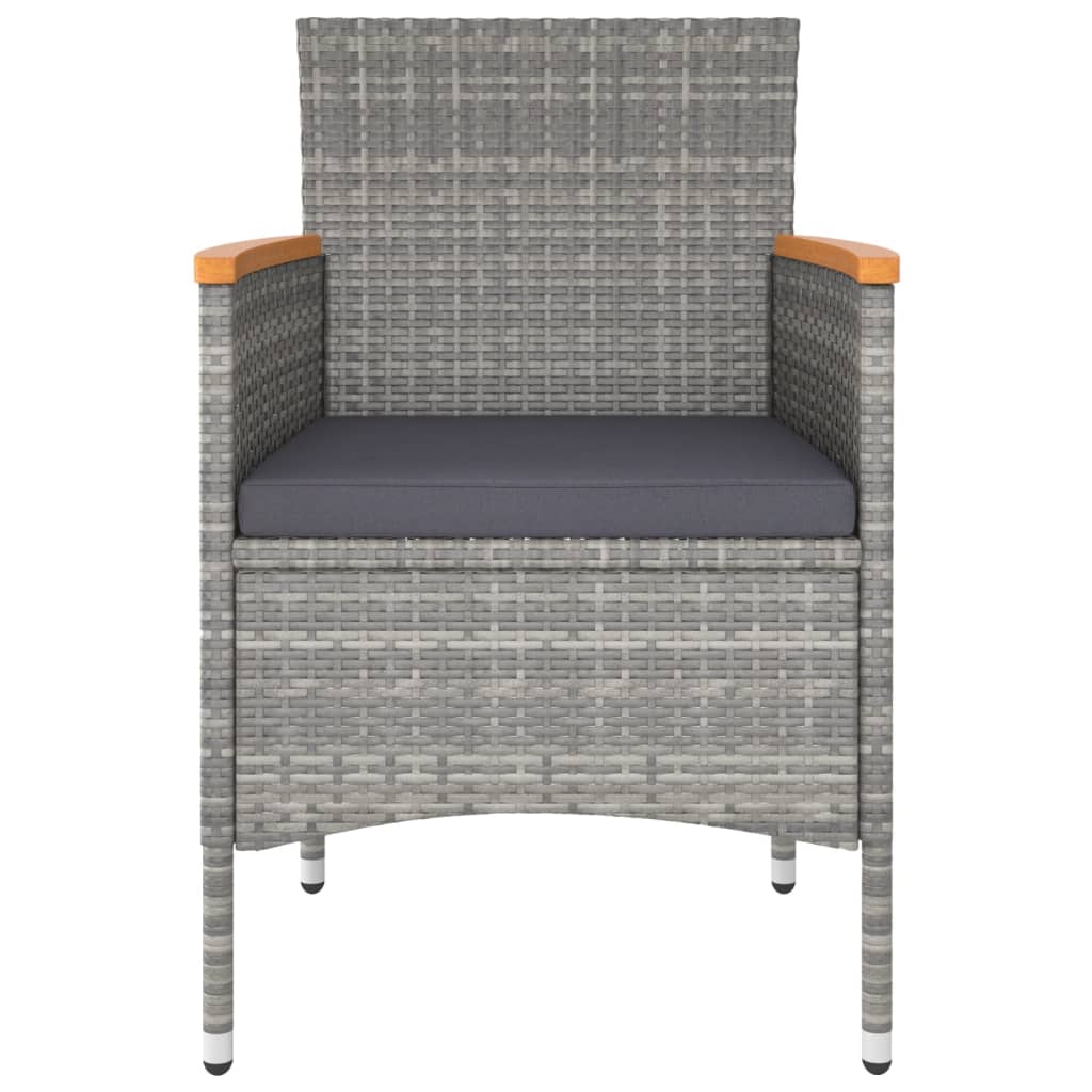 Conjunto De Bistró Para Jardín De 5 Piezas De Ratán Sintético Y Vidrio Templado Gris VidaXL