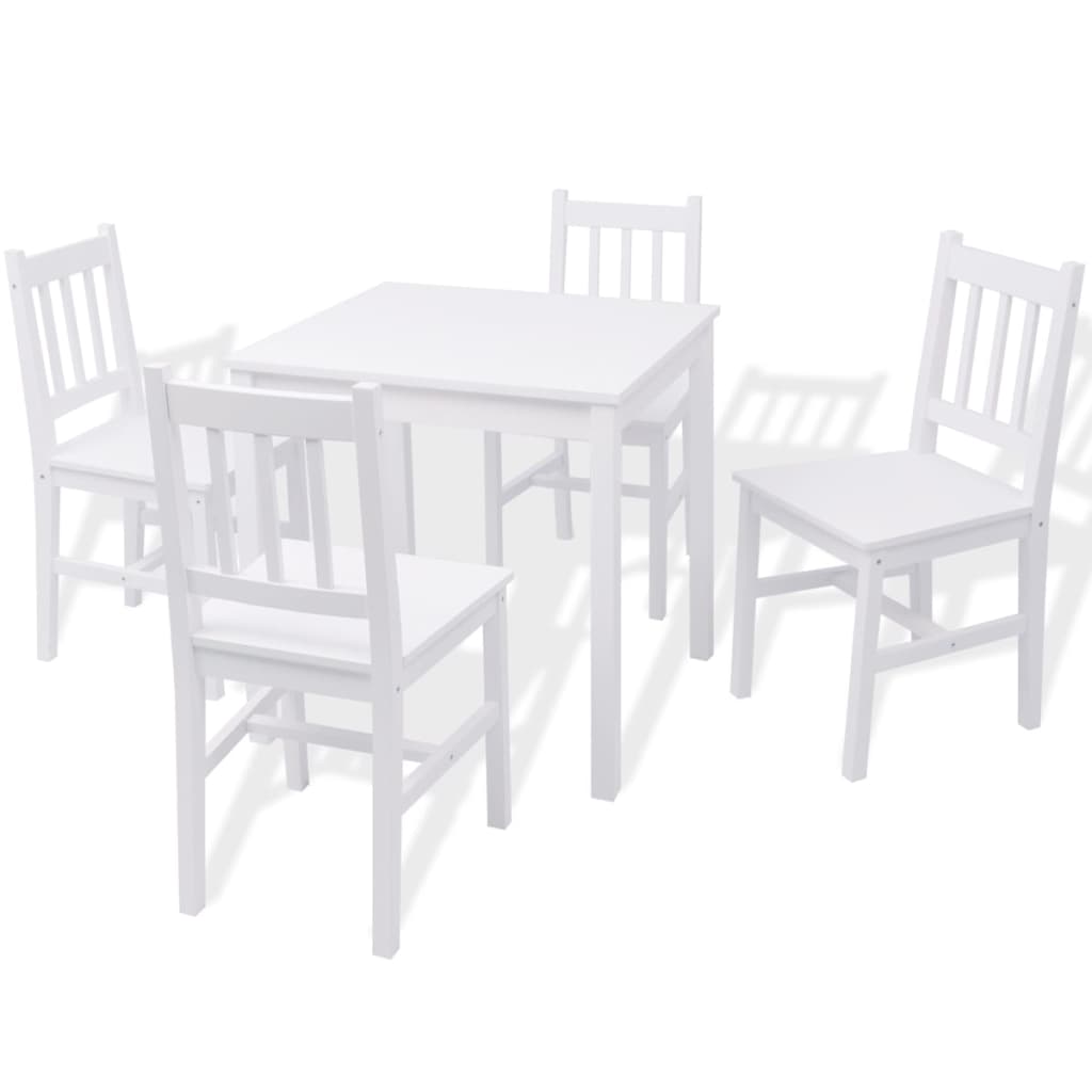 Conjunto De Comedor 5 Piezas Conjunto De Comedor De Exterior Conjunto De Jardín Madera De Pino Blanco CFW972276