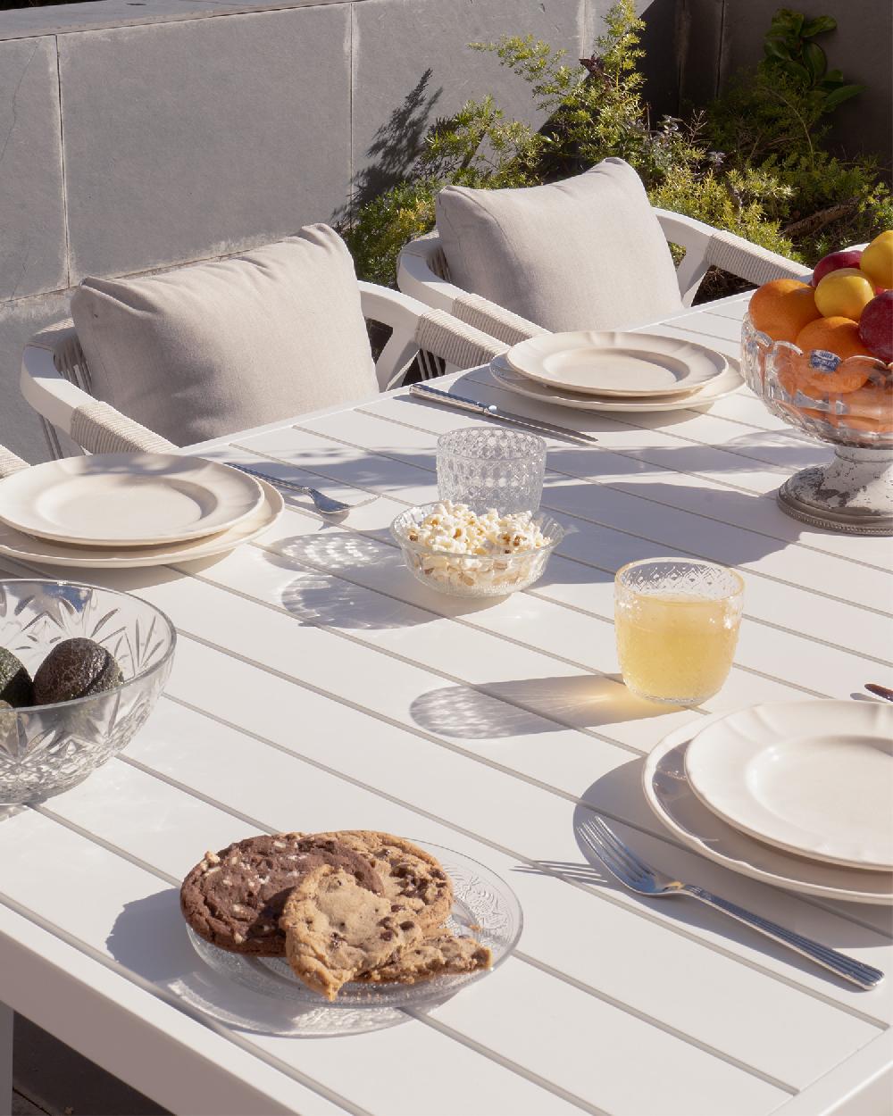 Conjunto De Comedor Aluminio Blanco Y Cuerda 6 Plazas - Maya