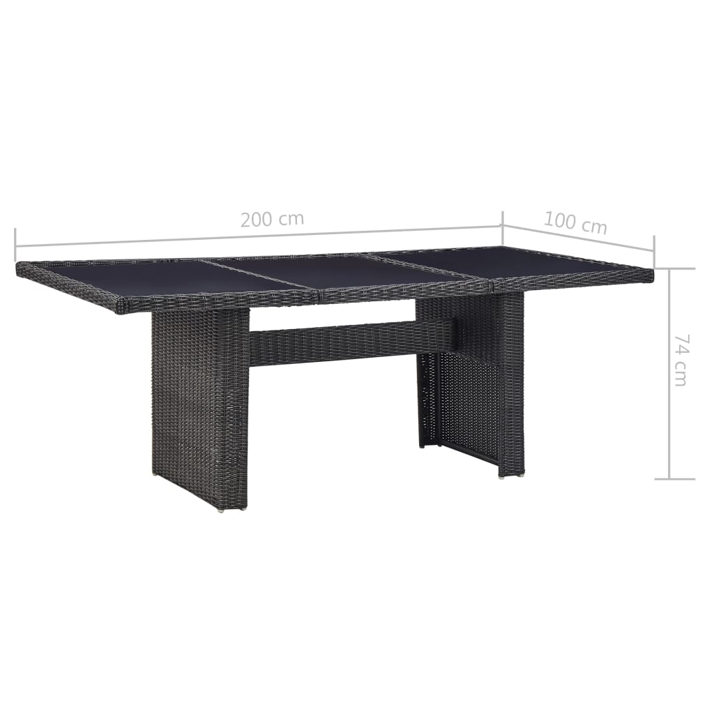 Conjunto De Comedor De Exterior 11 Piezas Ratán De Resina Negro VidaXL