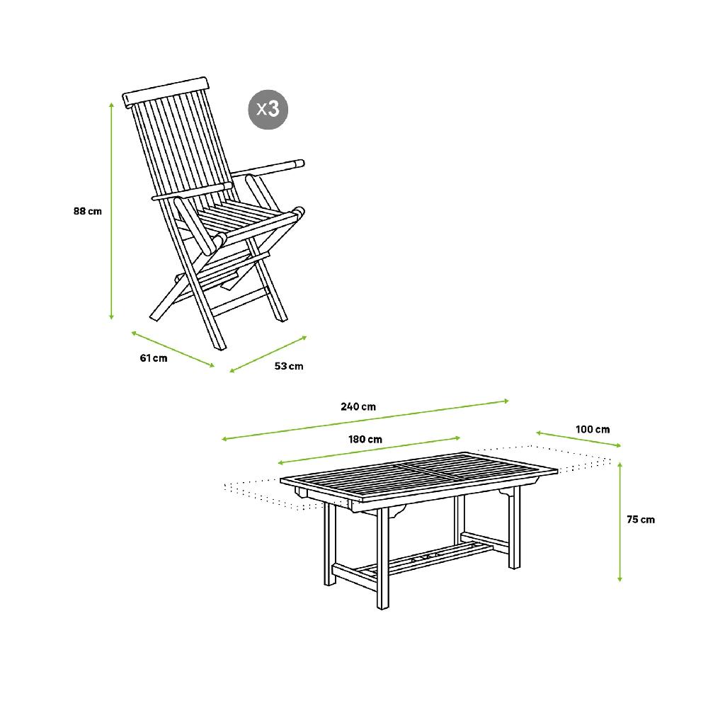 Conjunto De Comedor De Exterior Antea Origami De Madera Para 6 Comensales