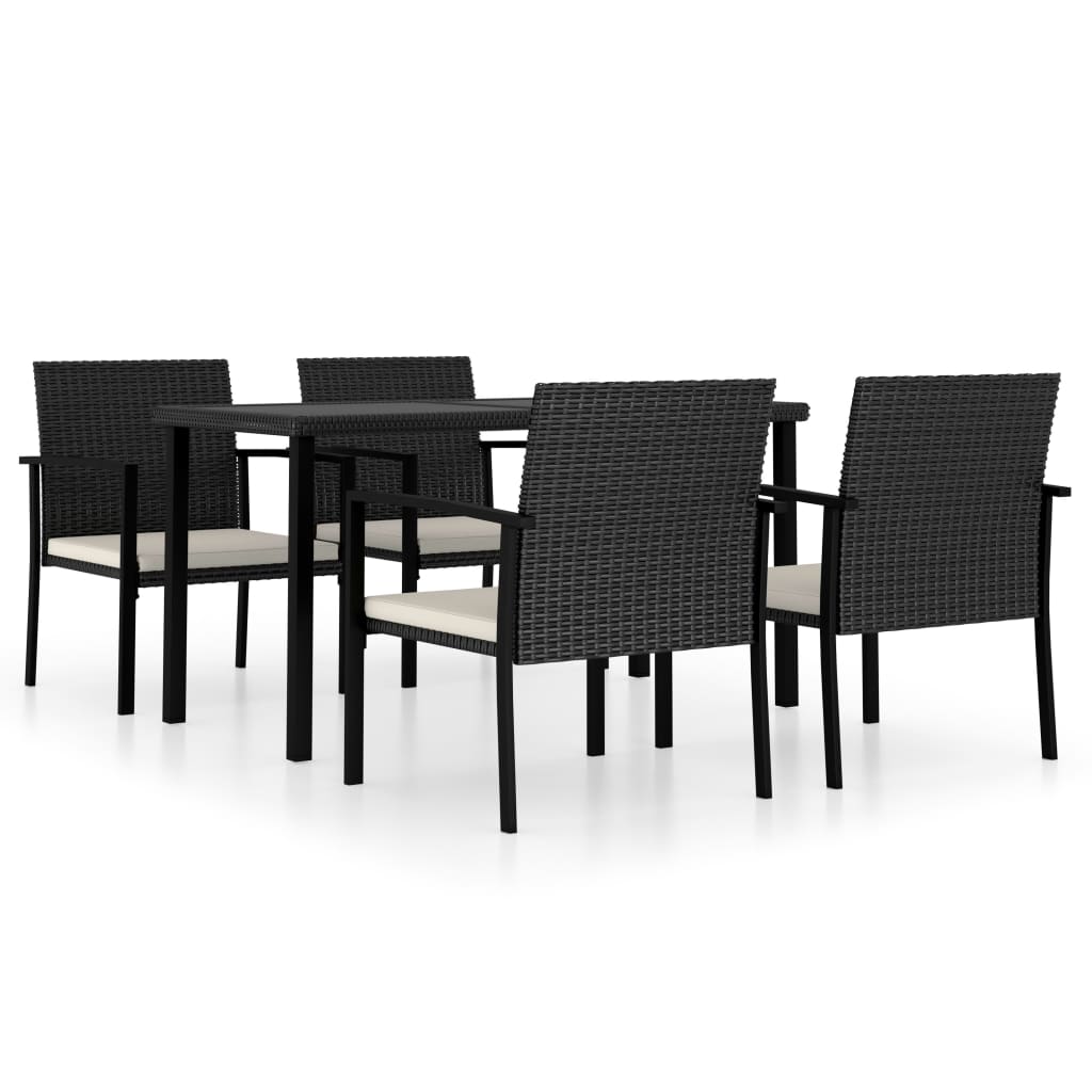 Conjunto De Comedor De Jardín 5 Piezas Conjunto De Comedor De Exterior Conjunto De Jardín Ratán Sintético Negro CFW113480