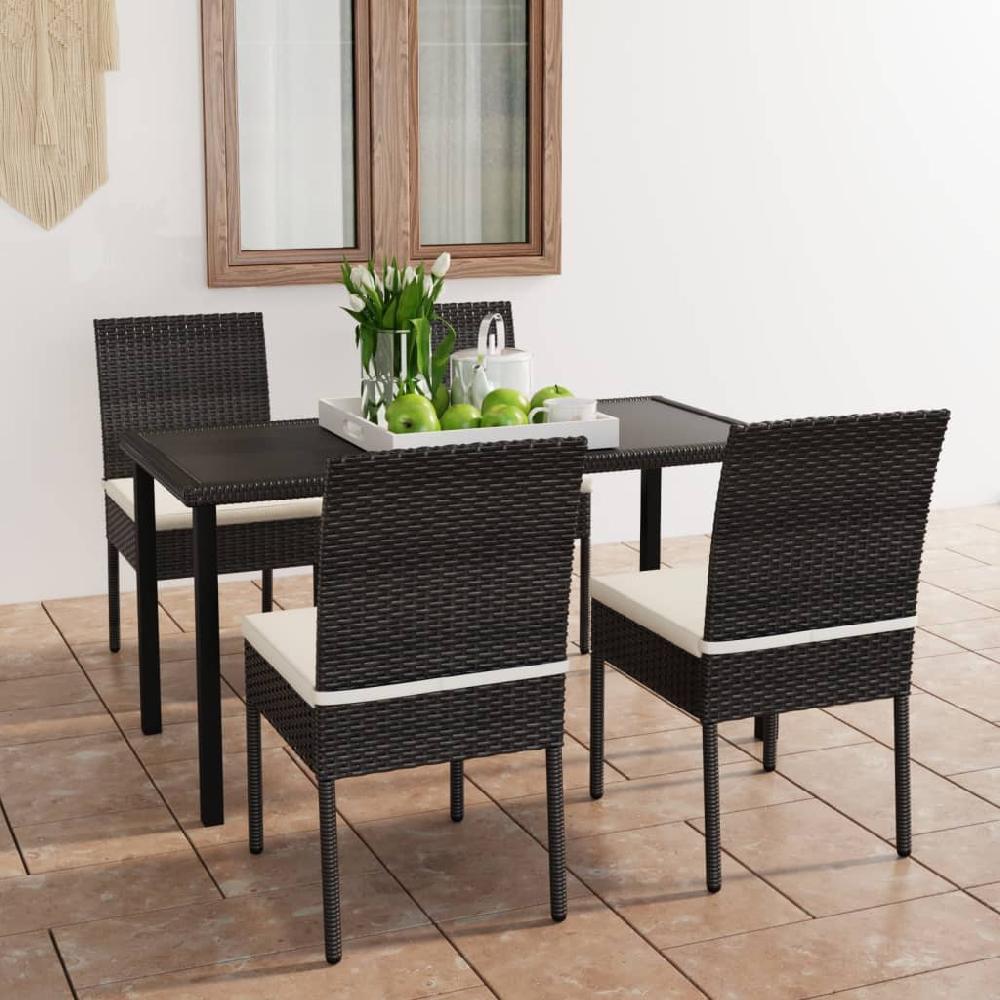 Conjunto de comedor de jardín 5 piezas Conjunto de comedor de exterior Conjunto de jardín ratán sintético negro CFW113675