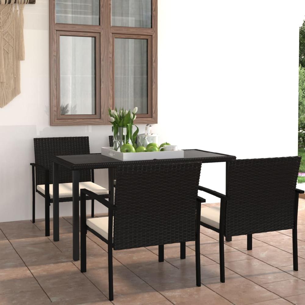 Conjunto de comedor de jardín 5 piezas Conjunto de comedor de exterior Conjunto de jardín ratán sintético negro CFW113480