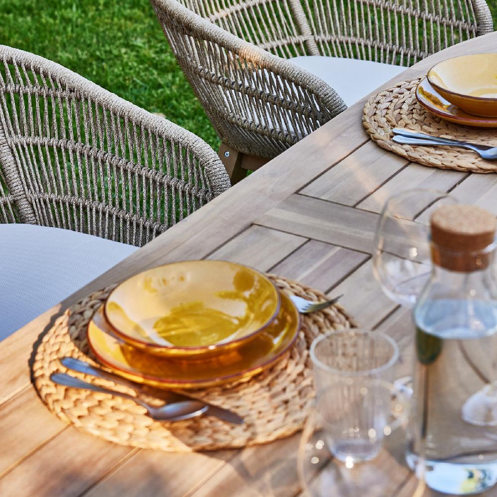 Conjunto De Comedor De Jardín Provenza De Acacia Para 6 Comensales