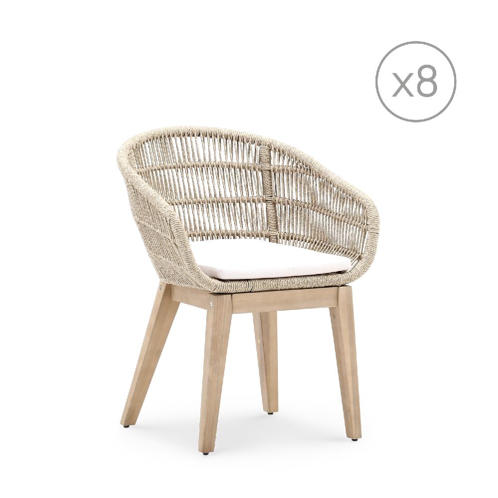 Conjunto de comedor de jardín Provenza de acacia para 8 comensales