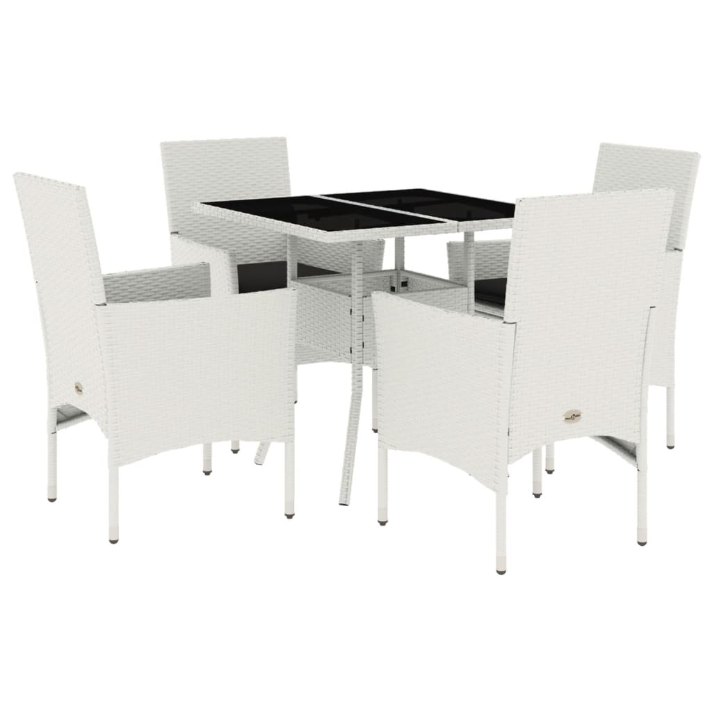 Conjunto De Comedor De Jardín Y Cojines 5 Piezas Ratán Cristal Blanco
