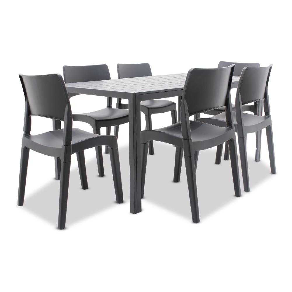 Conjunto de exterior con mesa Giano y 6 sillas Klik/Klak