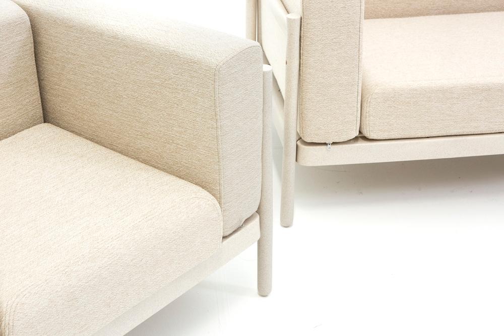 Conjunto De Exterior Deluxe 4 Plazas En Resina Con Cojines Gallipoli 2 Crema