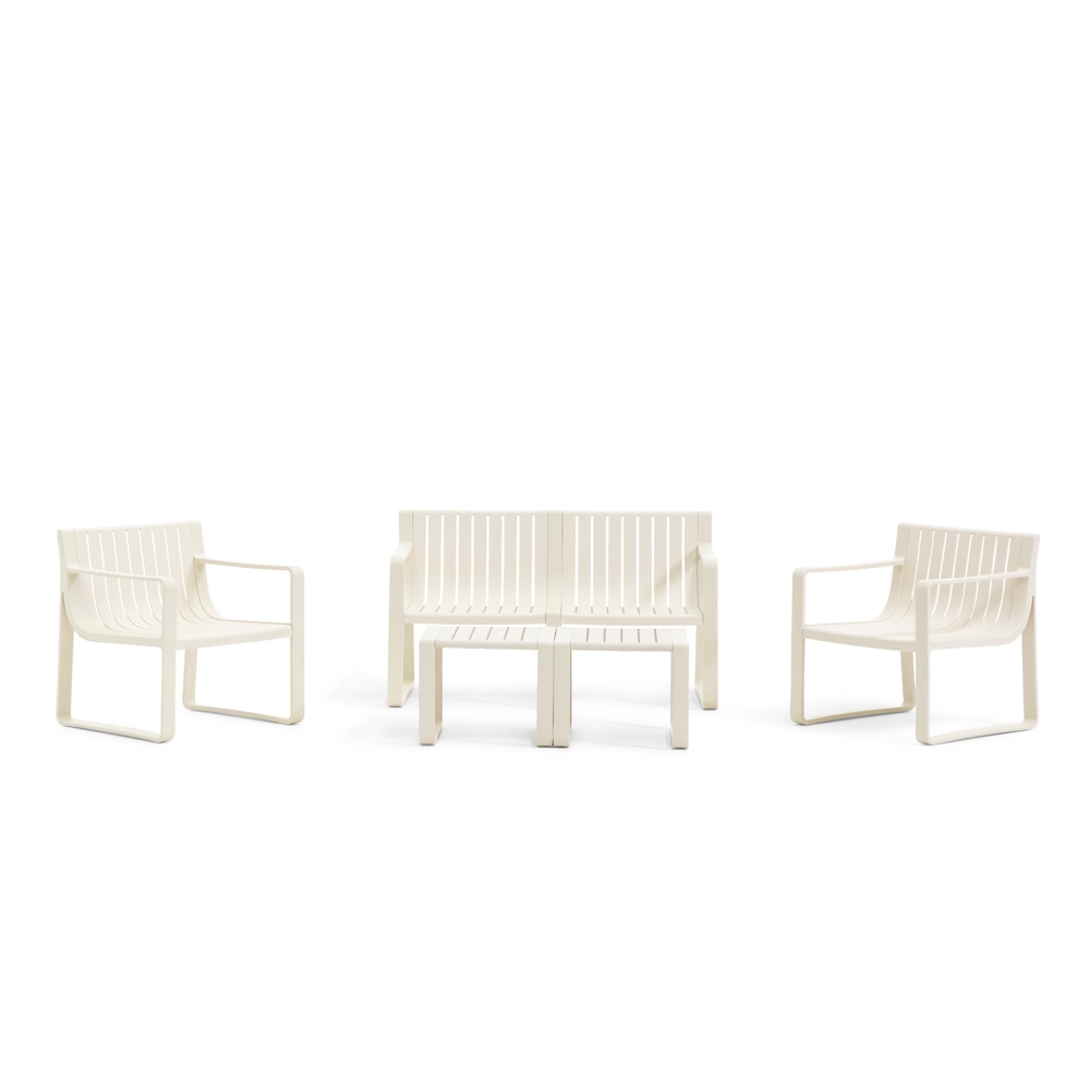 Conjunto de exterior para 4 personas en resina con fibra de vidrio Ragusa Crema