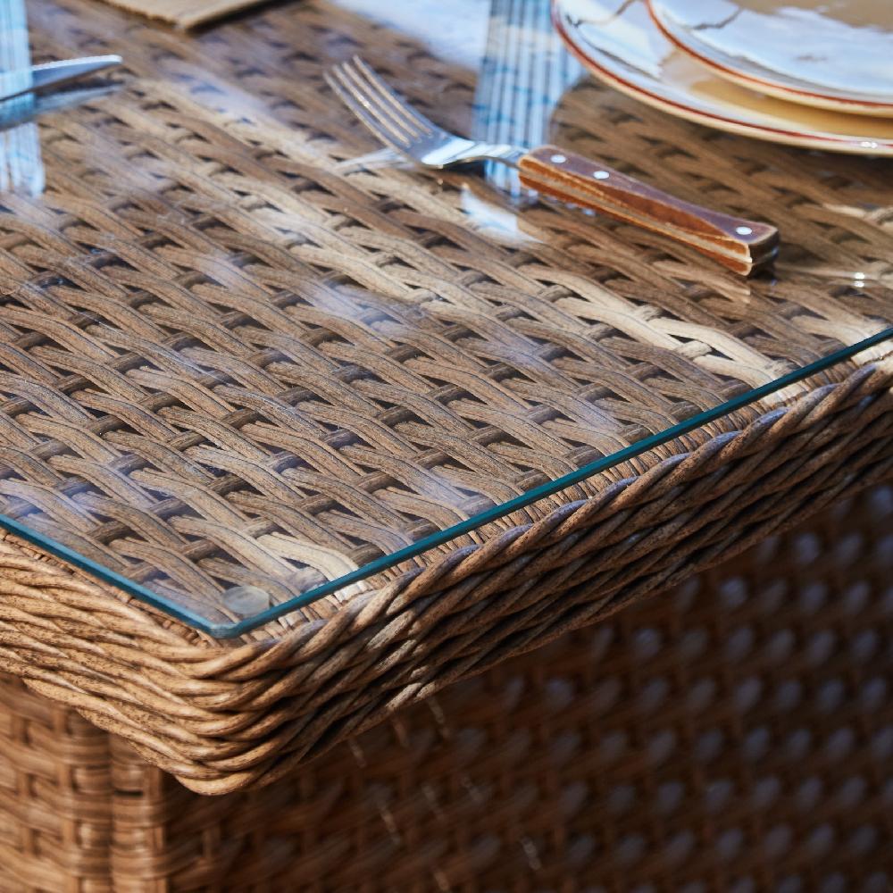 Conjunto De Jardín 1 Sofá De 3 Plazas + 1 Sofá De 2 Plazas + 2 Sillones + 1 Mesa Alta 140x80x68cm Ratán Sintético Y Aluminio - Bolonia