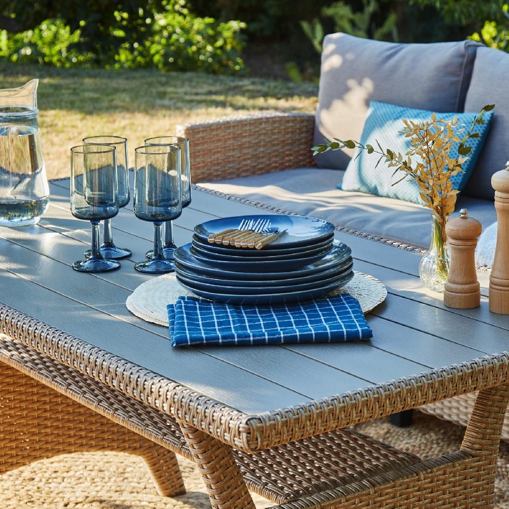 Conjunto De Jardín 2 Sofás De Ratán Sintético Y Acero Con Mesa Alta - Verona