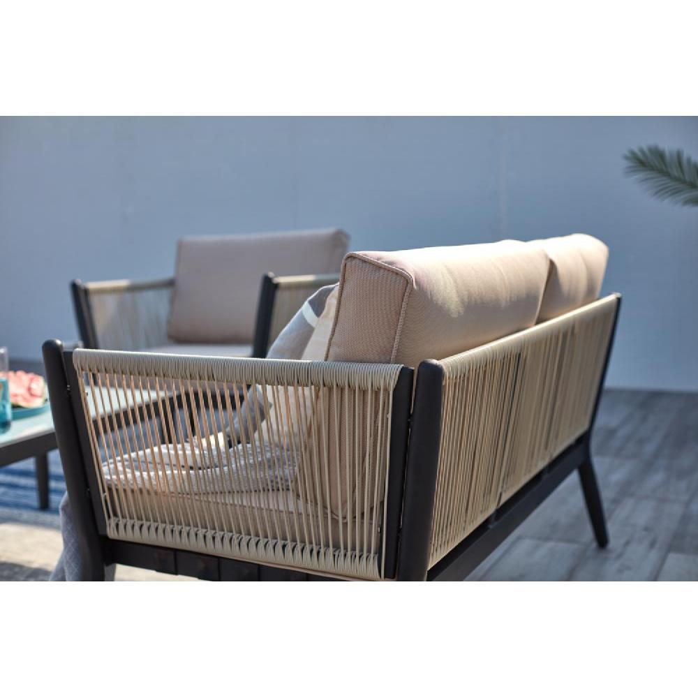 Conjunto De Jardín 4 Plazas De Aluminio Y Cuerda Crudo/negro ANAHMA